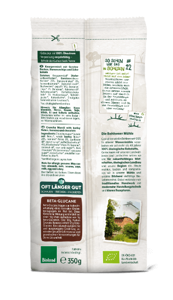 Rückseite Verpackung Granola Banane