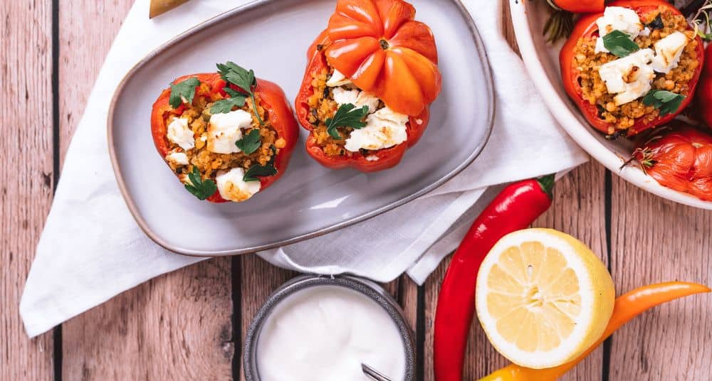 Gefüllte Fleischtomaten mit Couscous Linsen Salat