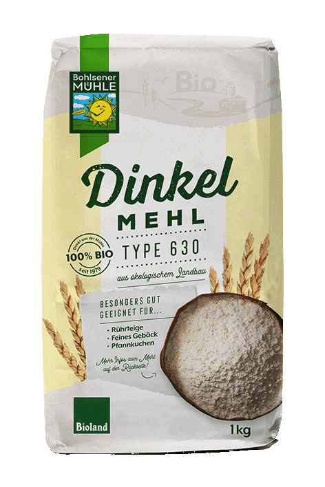 Dinkelmehl Type 630 zum Backen von feinem Gebäck als Ersatz von Weizenmehl 550 | Bohlsener Mühle