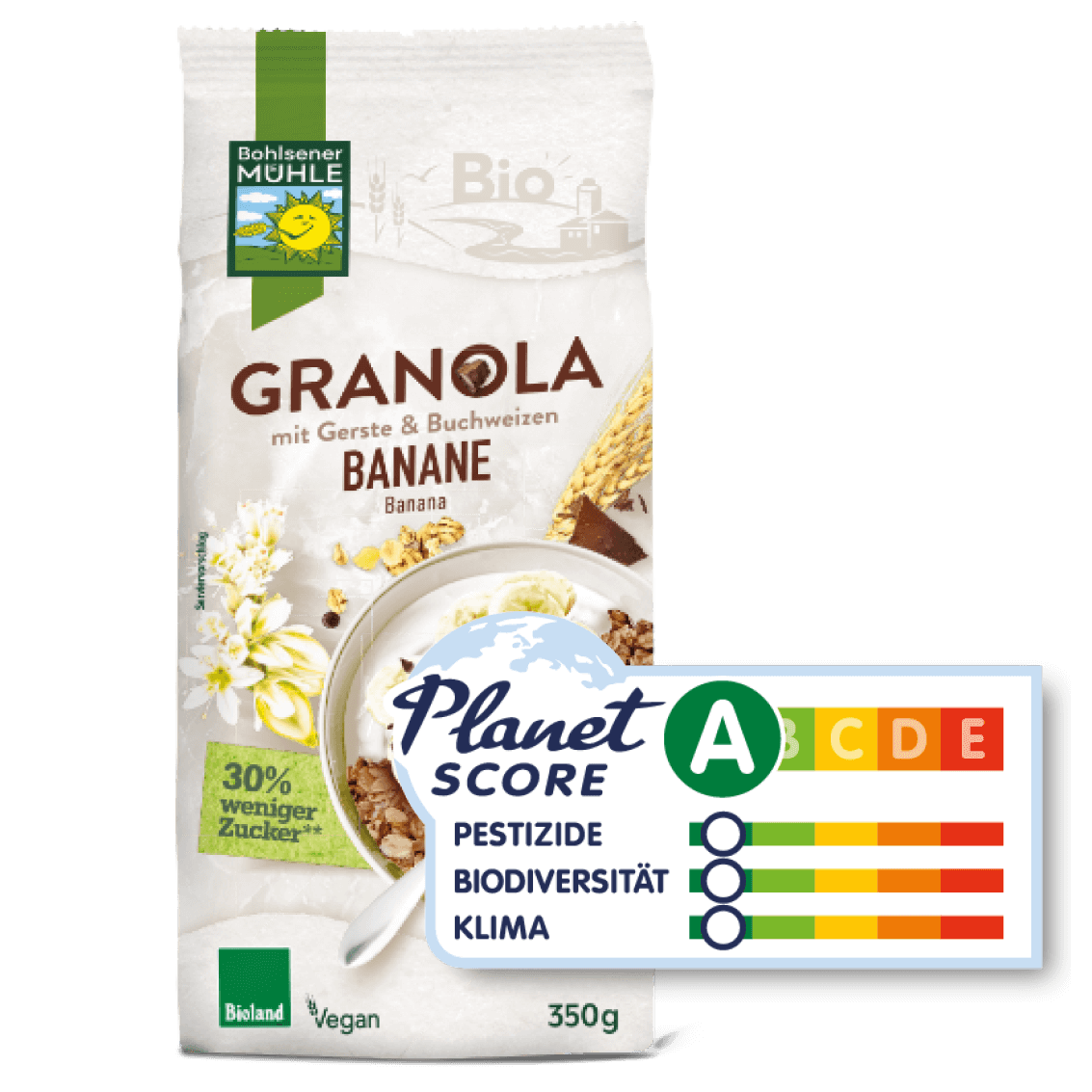 Granola Banane Planetscore A 350g Garnola Banane mit Planetscore A ausgewiesen