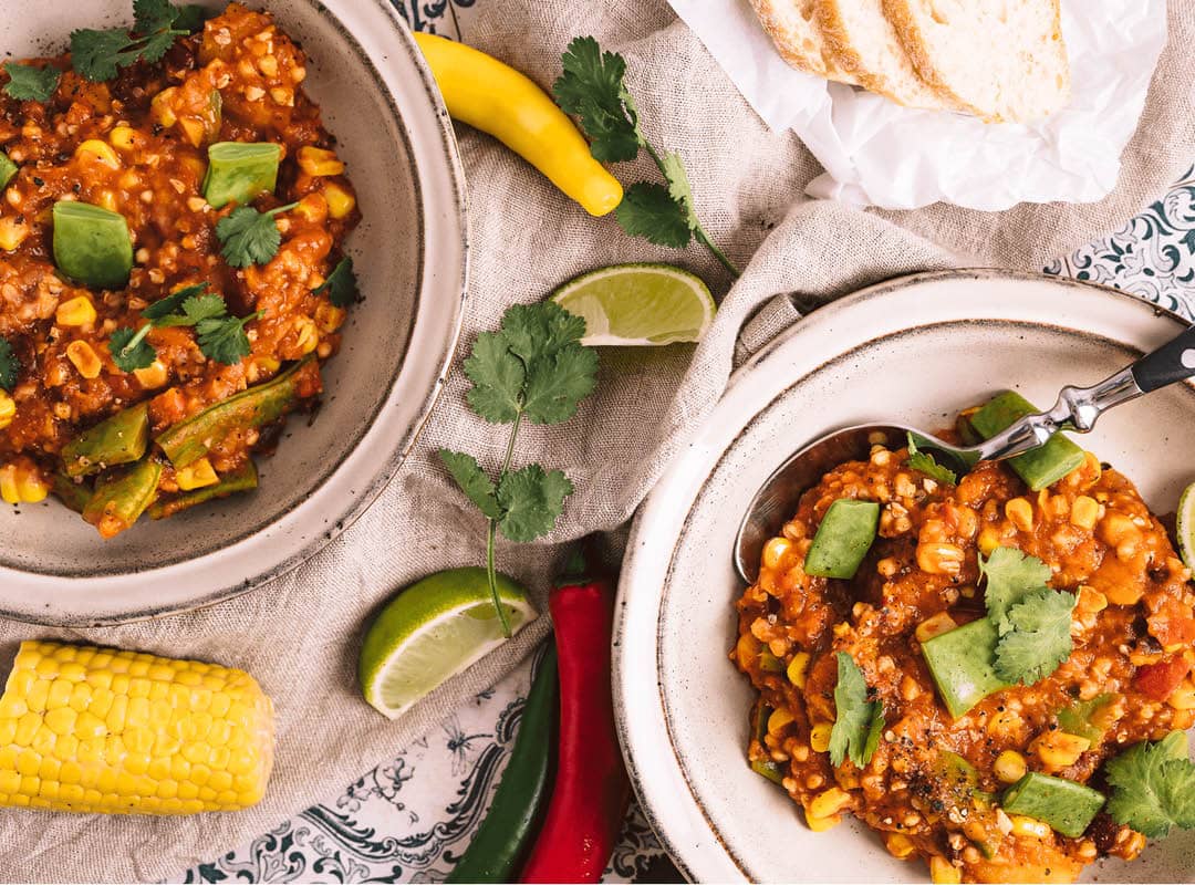 Veganes Chili con Buchweizen Rezept Mittagessen