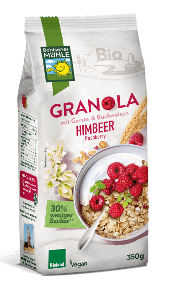 Granola mit Himbeeren 350g - veganes Knupsermüsli